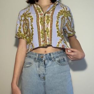 Urban Outfitters Cropped Paisley Button Down
